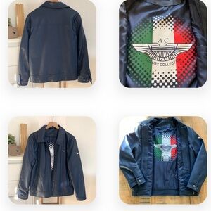 Italian AC Luxury Collection Faux Leather Lined Navy Blue Jacket Size Medium